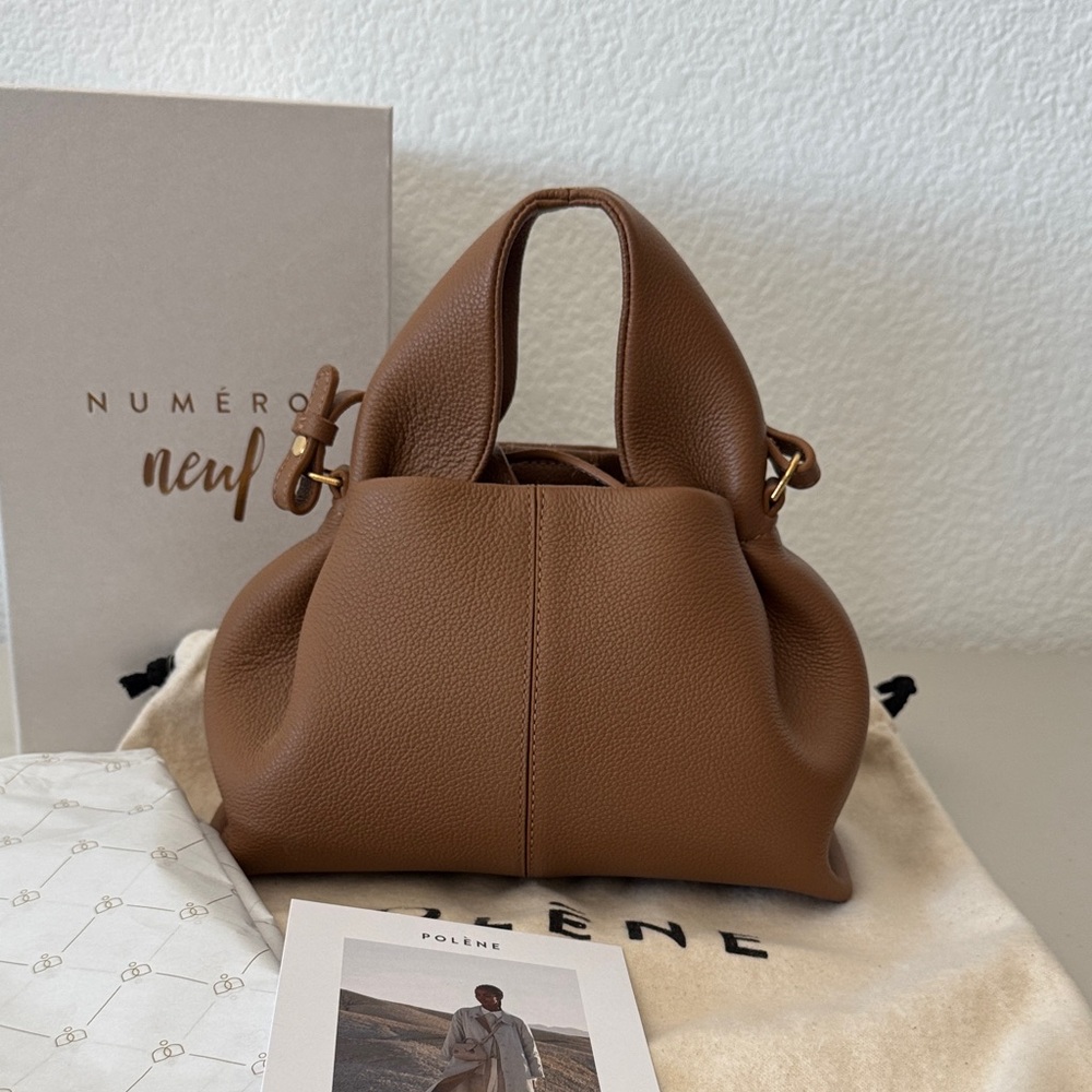 Polene Brown Leather Crossbody Bag